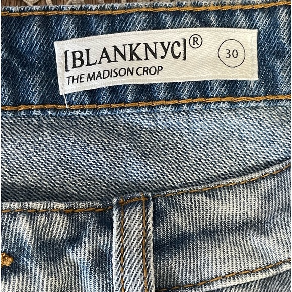 Blank NYC The Madison Crop Jeans High Waisted Raw Hem sz 30 - Picture 3 of 8